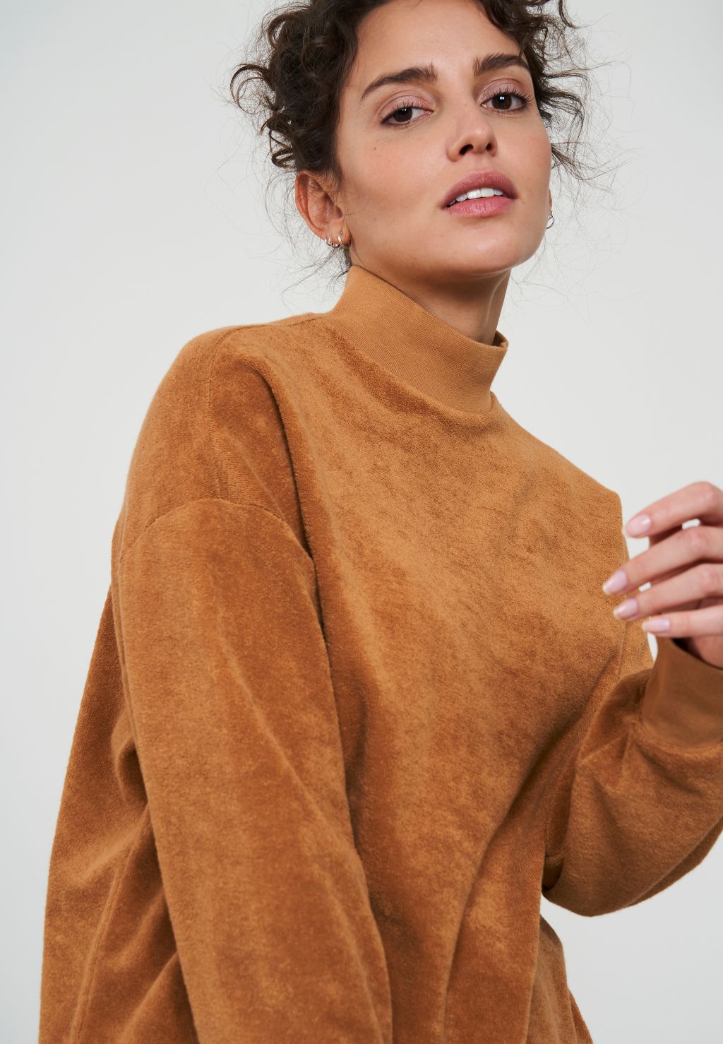 Frauen Sweatshirt Dichondra- Bio-Baumwolle Caramel XL