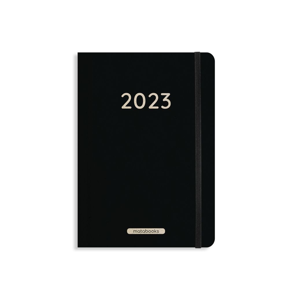 Kalender 2023 A5 Jahresplaner Samaya aus Graspapier Black Tie