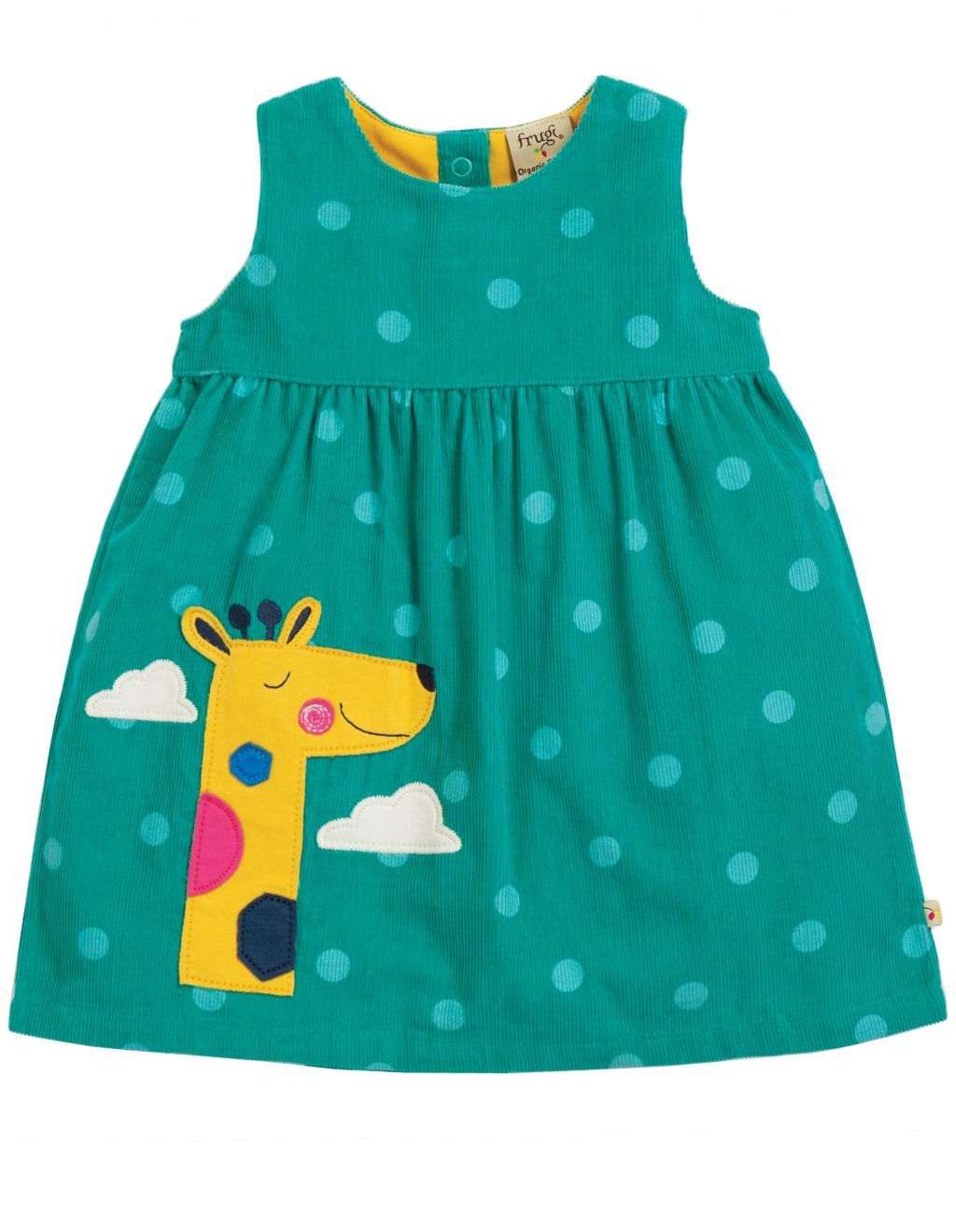 Lily Cord Dress topaz blue polka/giraffe 80/86