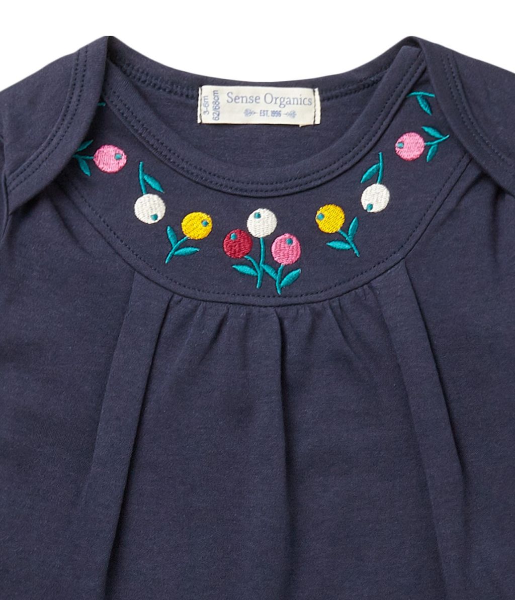 Luisa Baby Shirt Longsleeve Navy+Flower Embroidery 80