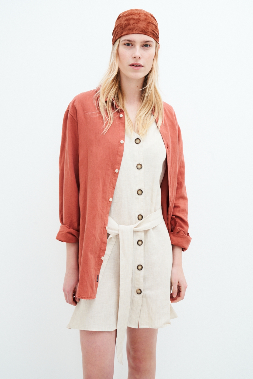 Kleid Ella Dress Linen/Organic Cotton Light Sand Melange L