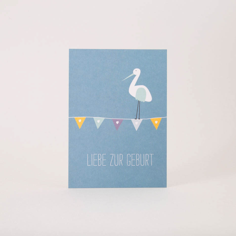 Postkarte A6 Liebe Zur Geburt (Blau)