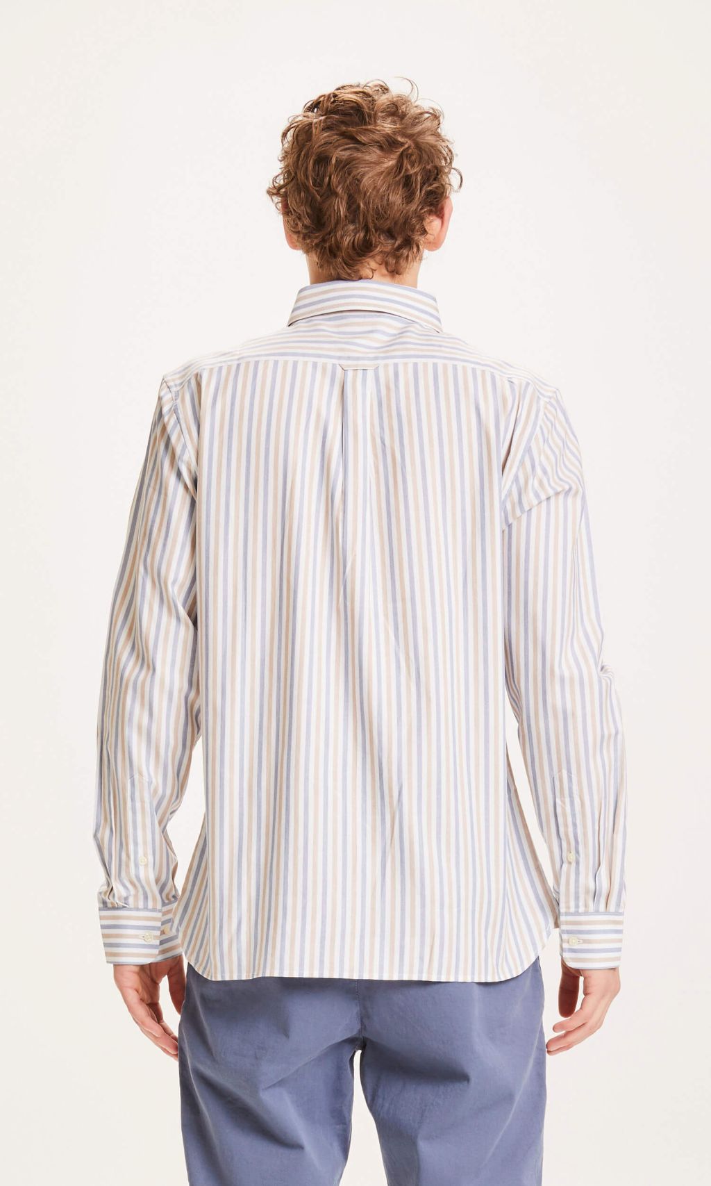 ELDER regular fit striped poplin shirt - GOTS/Vegan total eclipse M