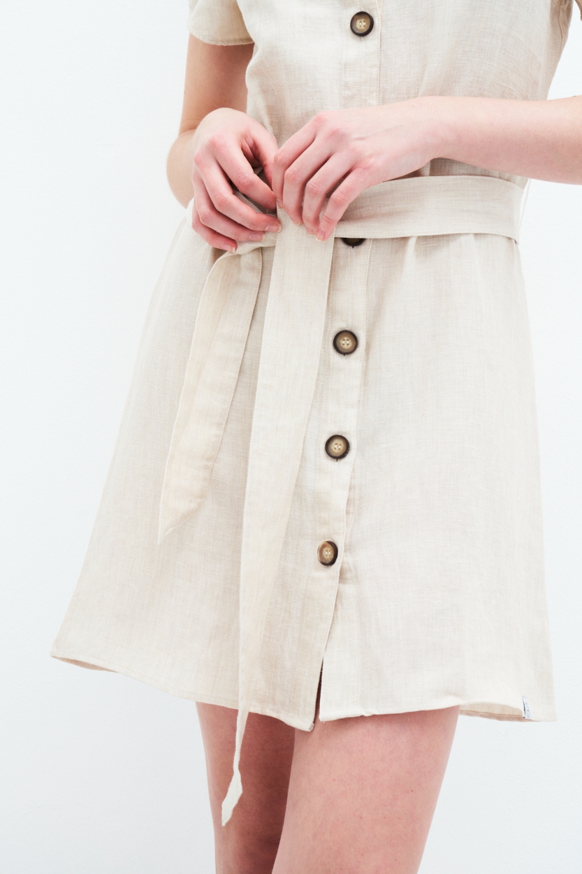 Kleid Ella Dress Linen/Organic Cotton Light Sand Melange M