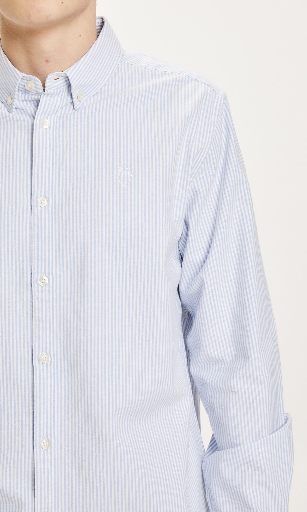 ELDER regular fit owl striped oxford shirt - GOTS/Vegan lapis blue S