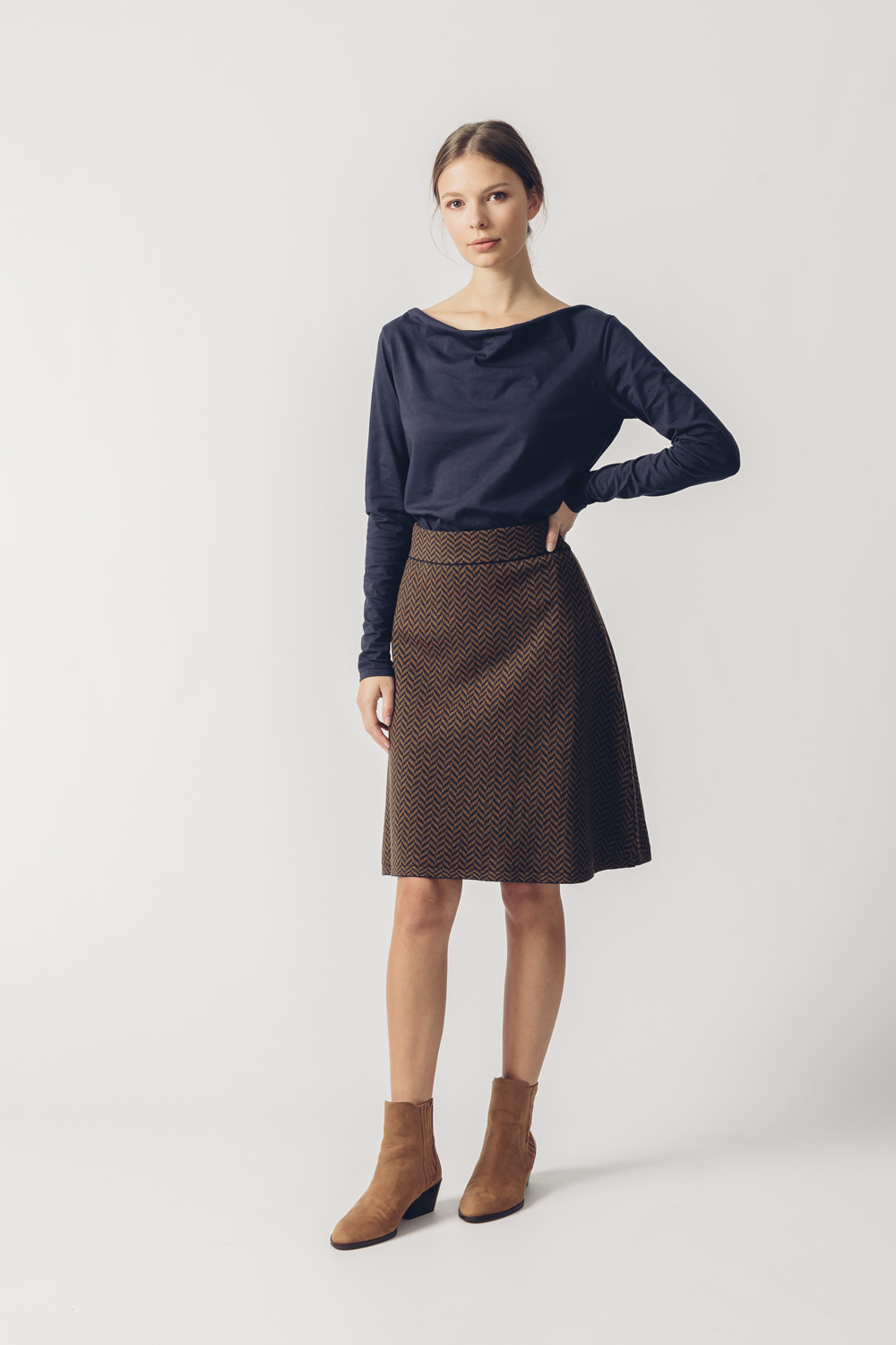 Arane Women Skirt Dark Blue/Brown 42