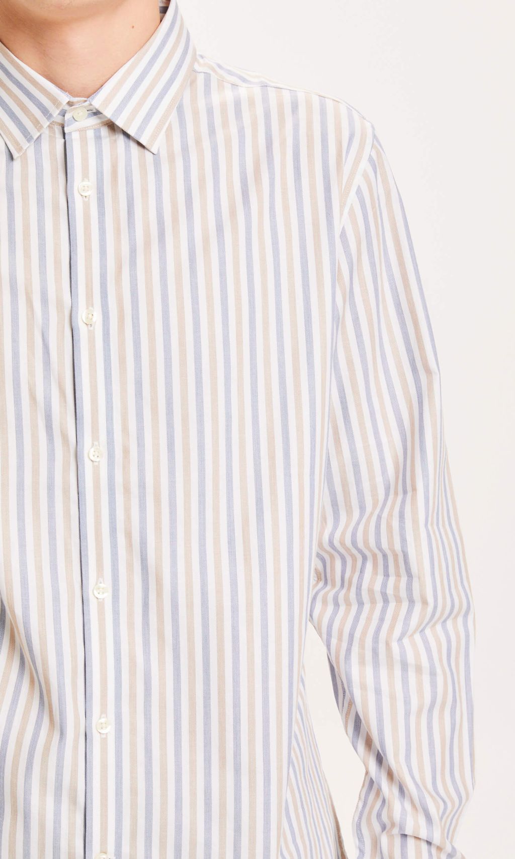 ELDER regular fit striped poplin shirt - GOTS/Vegan total eclipse S