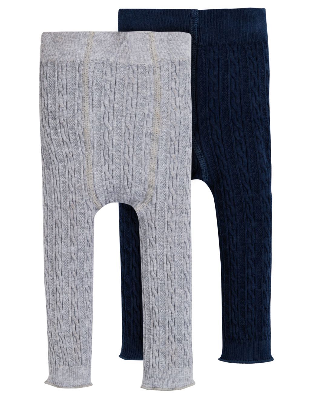 Cosy Cable Leggings 2pk Grey Marl/Space Blue 31-34