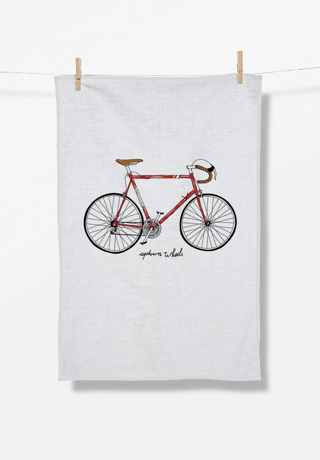 Bike Uptown (Tea Towel/GOTS) | White