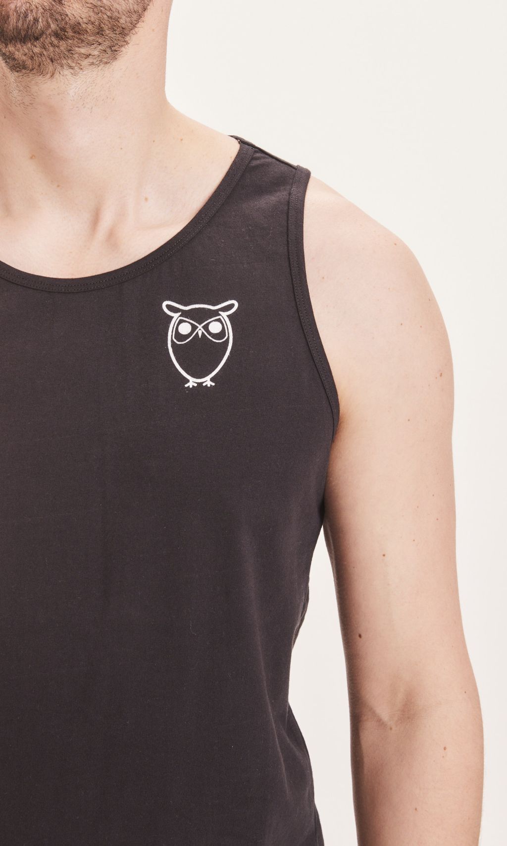PALM owl chest tank top - GOTS/Vegan black jet L