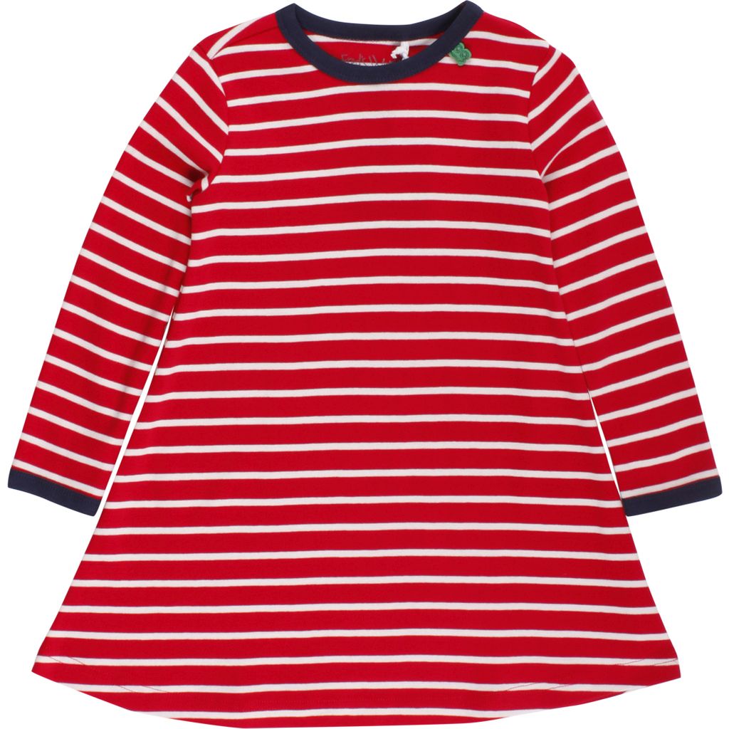Stripe l/sl dress red/cream 128