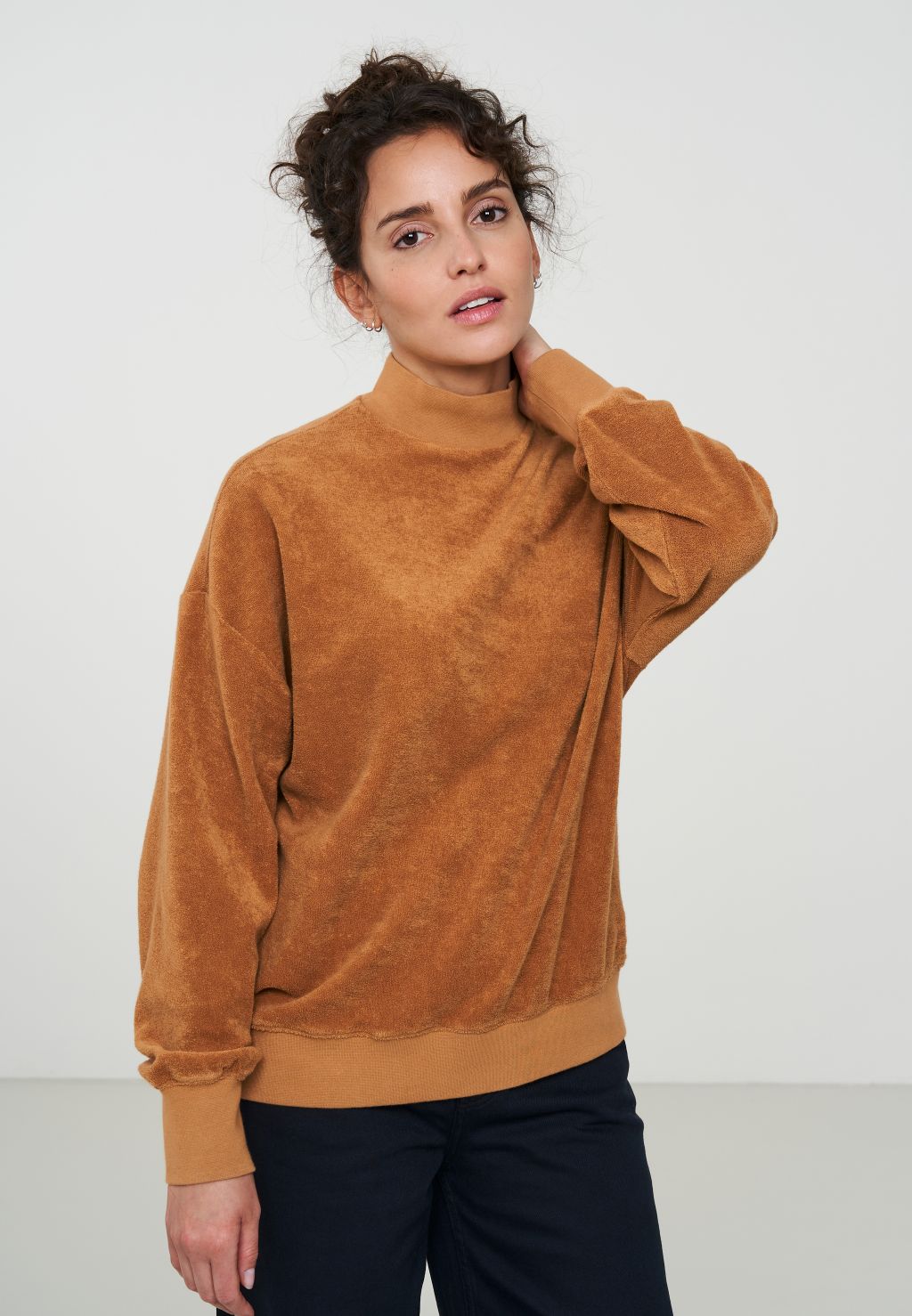 Frauen Sweatshirt Dichondra- Bio-Baumwolle Caramel XS