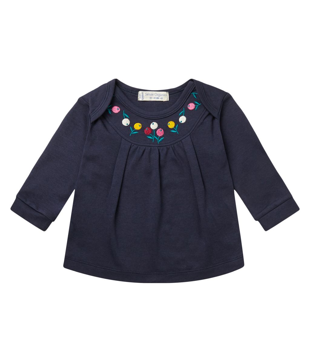 Luisa Baby Shirt L/S navy+flower embroidery