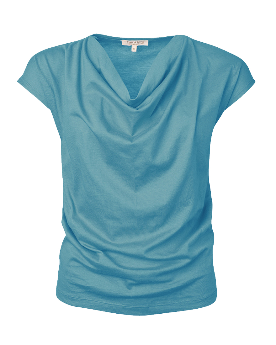 Short Cascade - Shirt mit Wasserfall-Ausschnitt -  türkis M