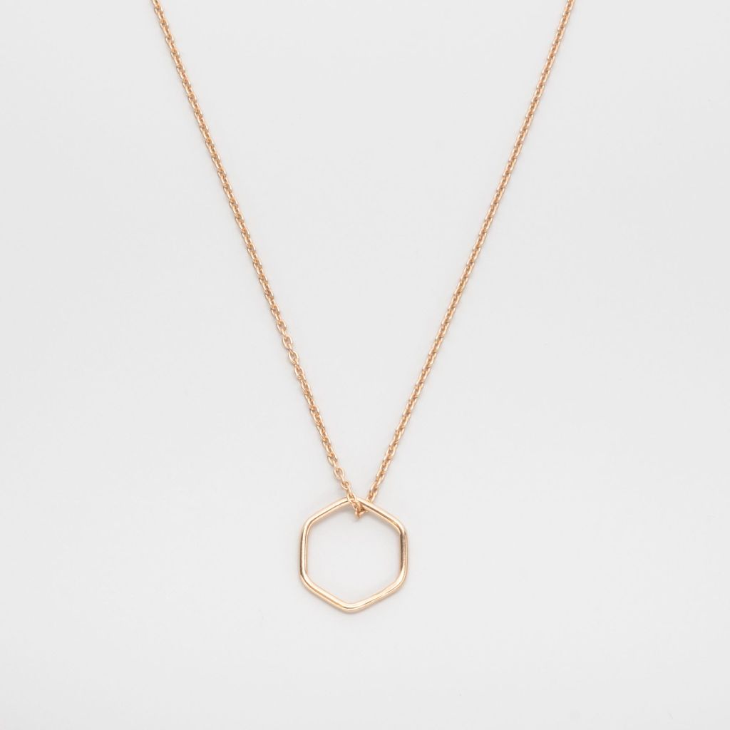 Kette soft hexagon necklace Rosévergoldetes 925er Silber M