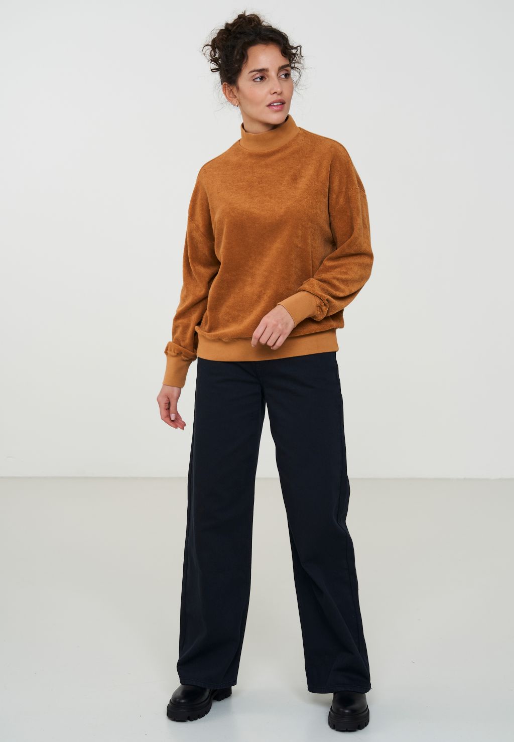 Frauen Sweatshirt Dichondra- Bio-Baumwolle Caramel XL