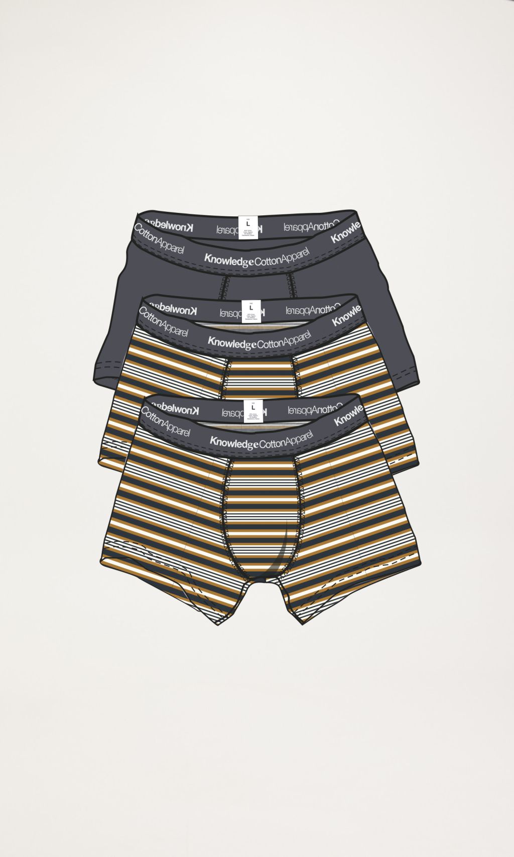Maple 3-pack narrow striped underwear - GOTS/Vegan - inca gold L
