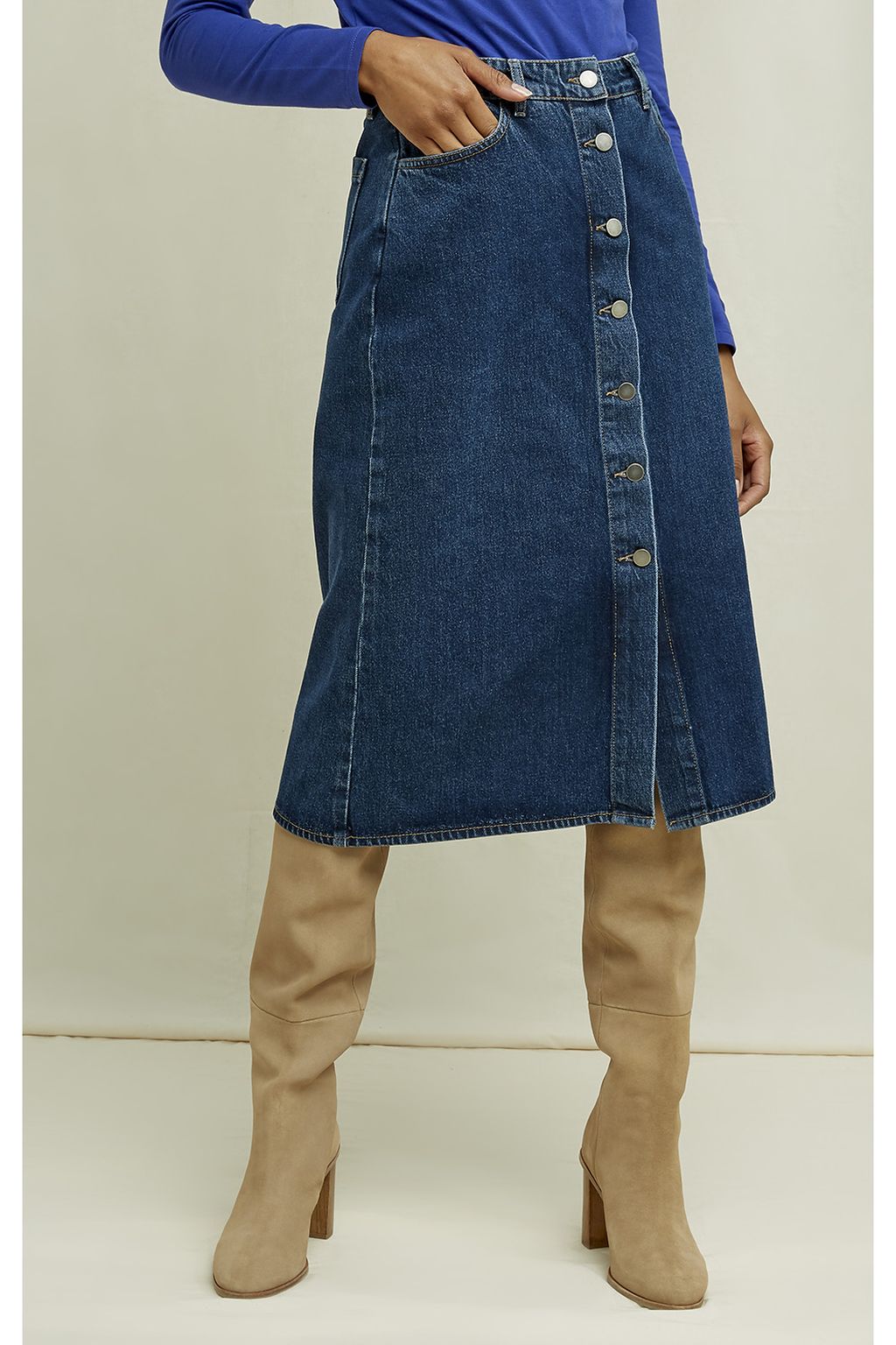 Stacey Denim Midi Skirt blue 10