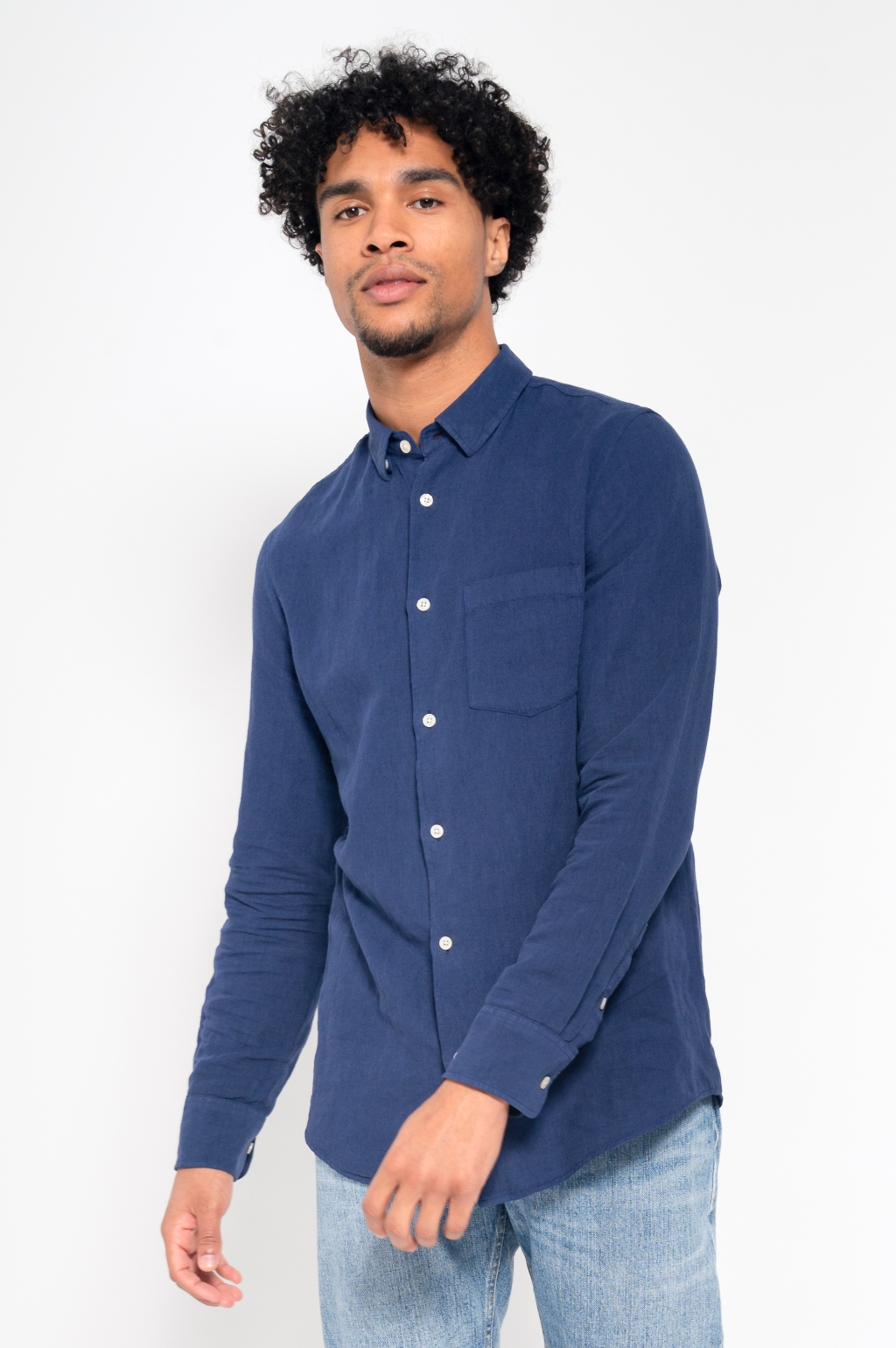 Nico Shirt linen/organic cotton royal blue S