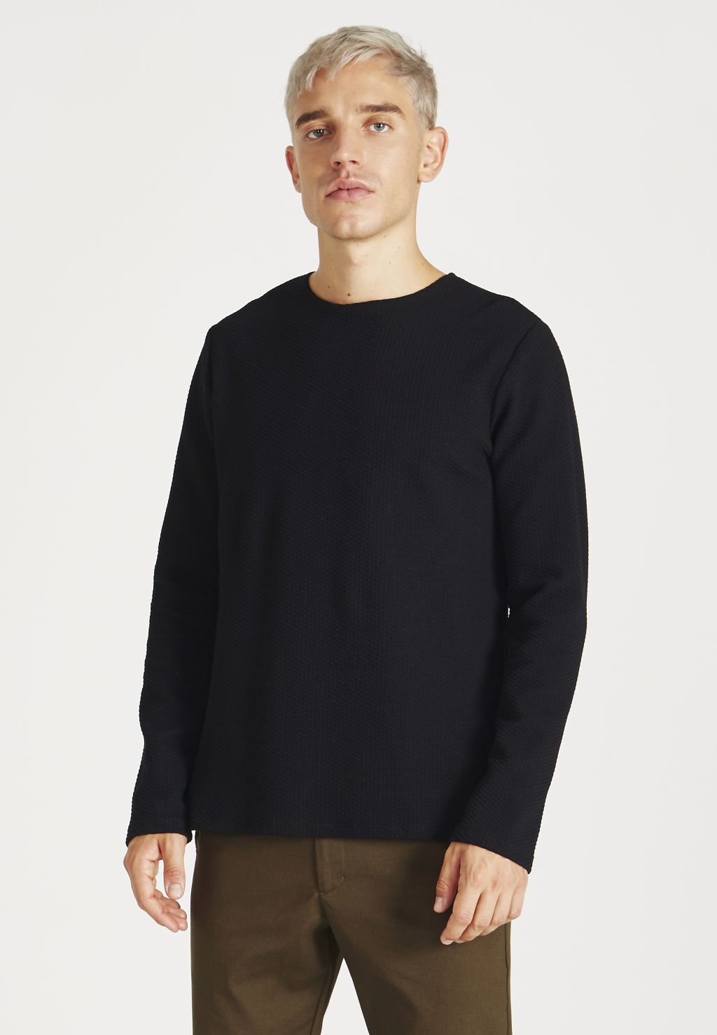 Ian - Sweatshirt aus Bio-Baumwolle - Black (Waffle) XL