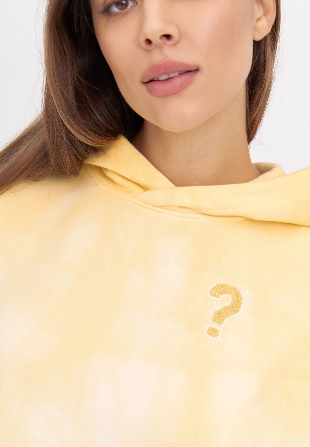 Fragezeichen - Long Hoodie batik pastel yellow XL