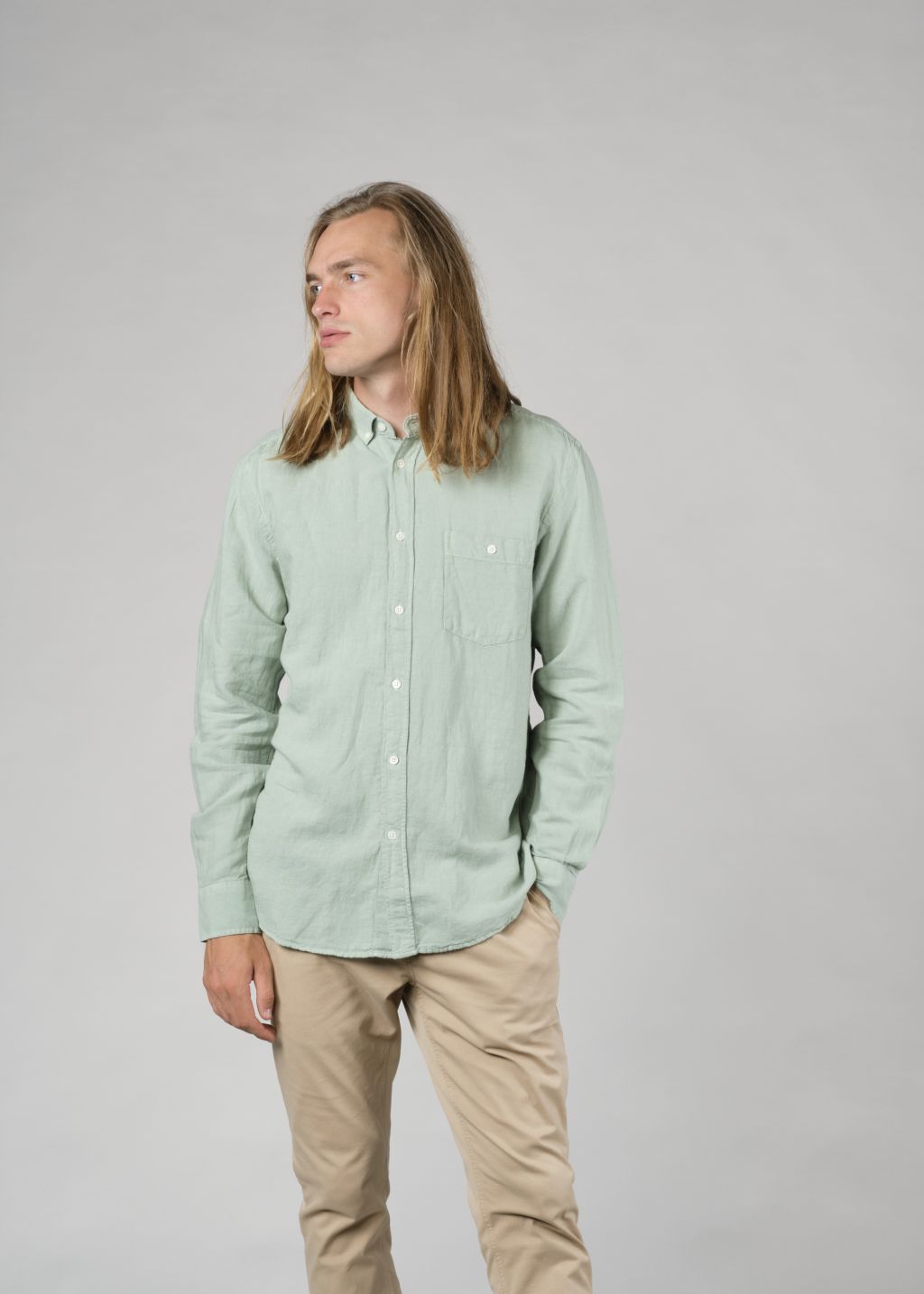 Benjamin Linen Shirt Pale Green L