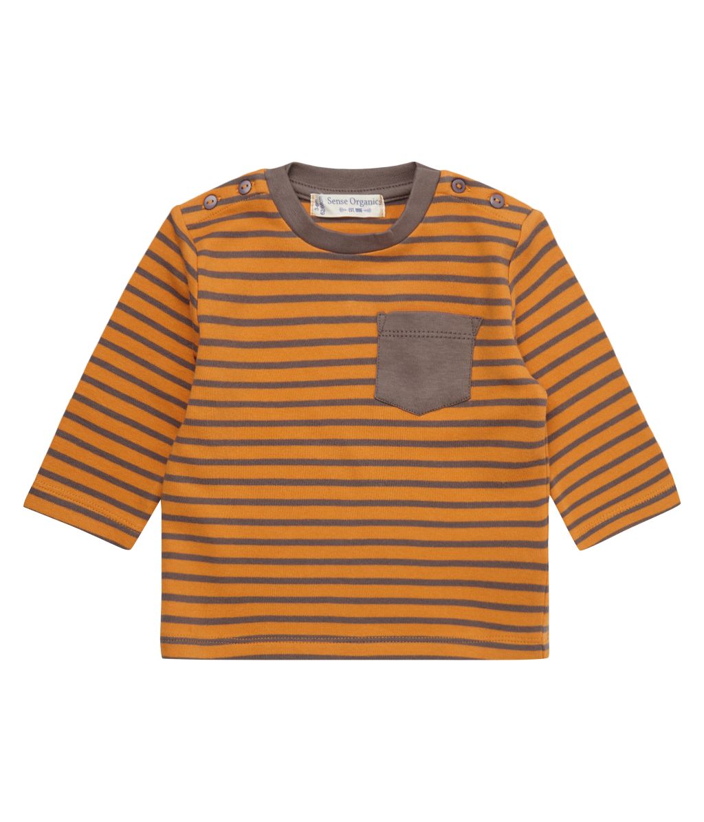 Elan Baby Shirt L/S yellow-dark grey stripes 86