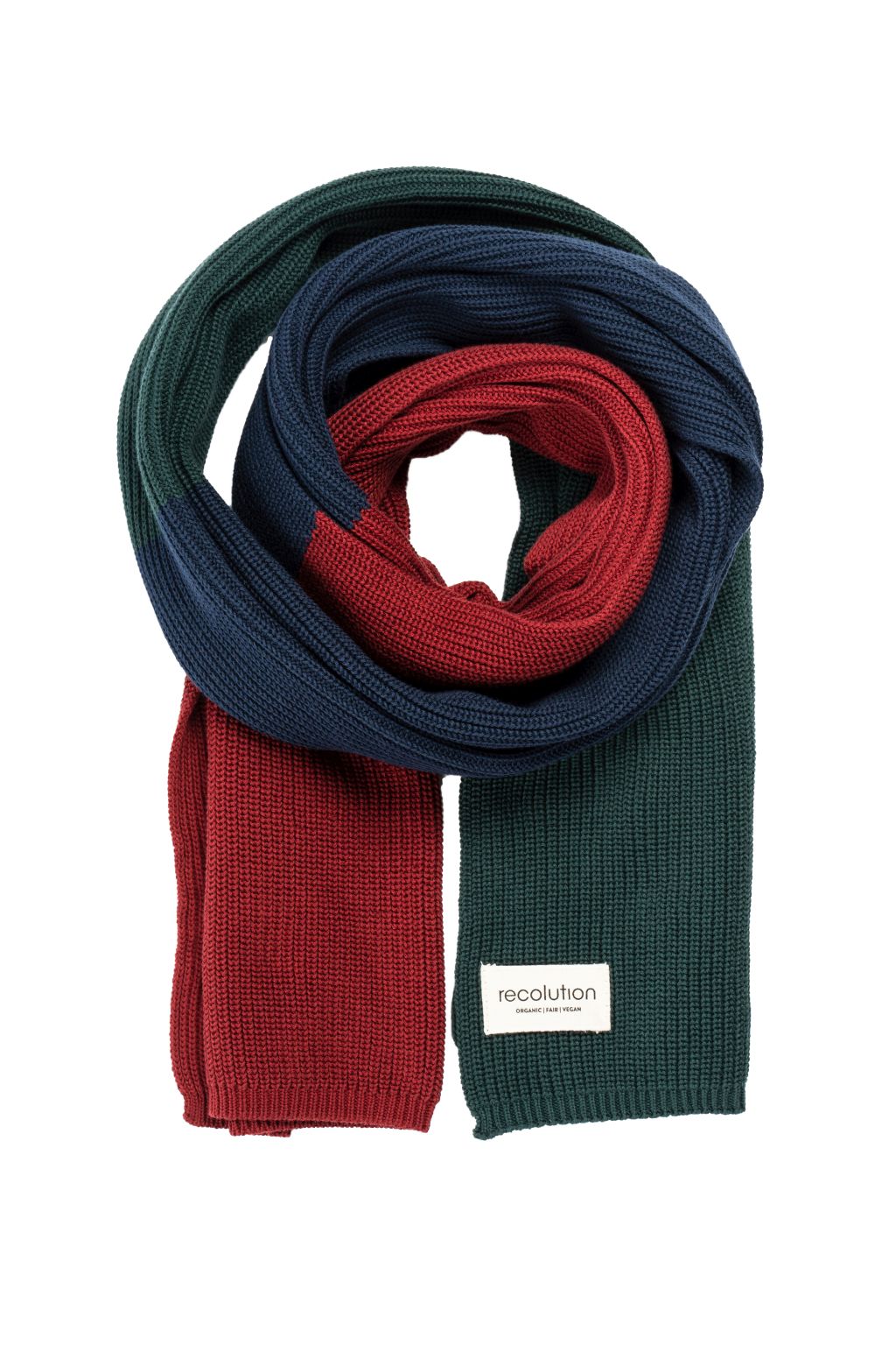 Knit Scarf #TRICOLOR warm orange / navy / green one size