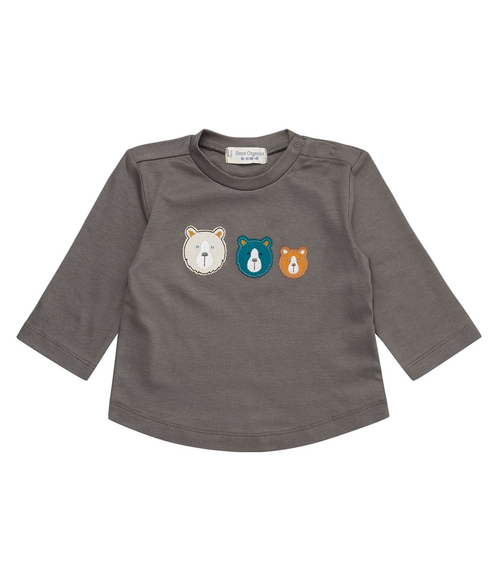 Chesmu Baby Shirt L/S dark grey+bear heads applic