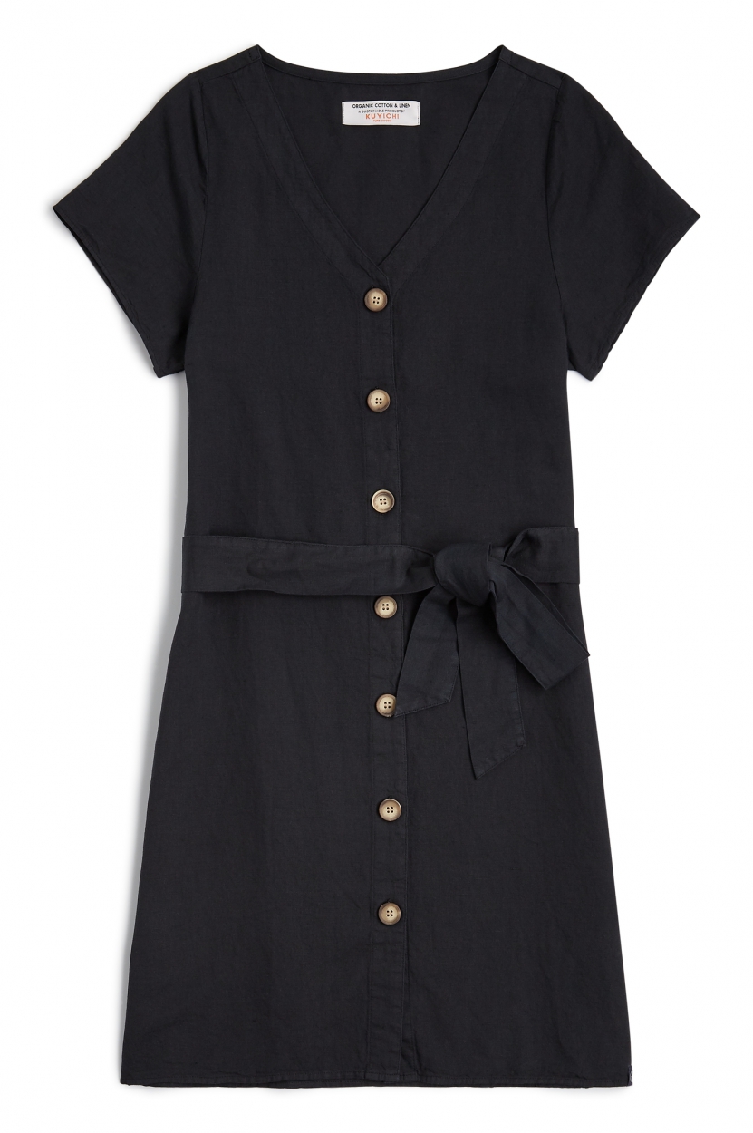Kleid Ella Dress Linen/Organic Cotton Jet Black S