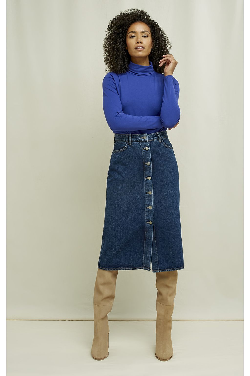 Stacey Denim Midi Skirt blue