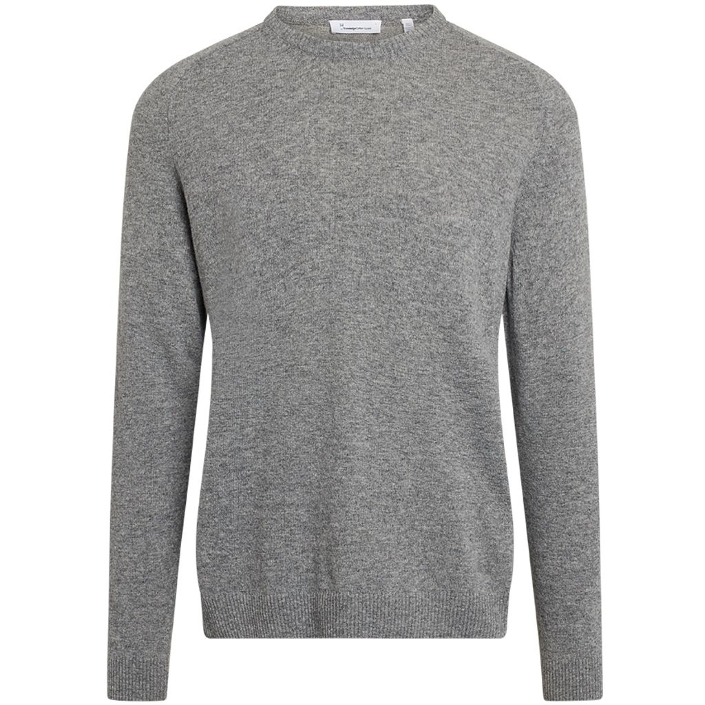 FIELD o-neck knit - GOTS grey melange S