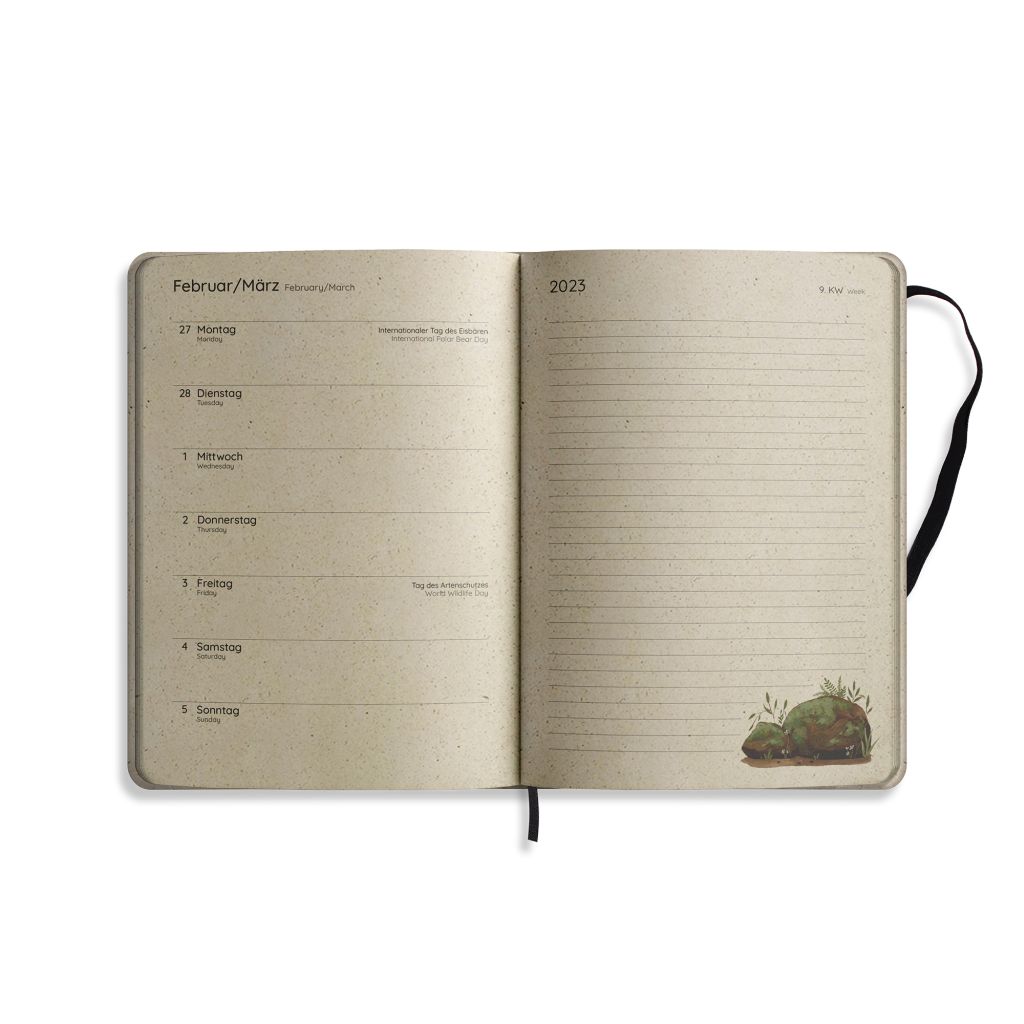 Kalender 2023 A5 Jahresplaner Samaya aus Graspapier Wanderlust