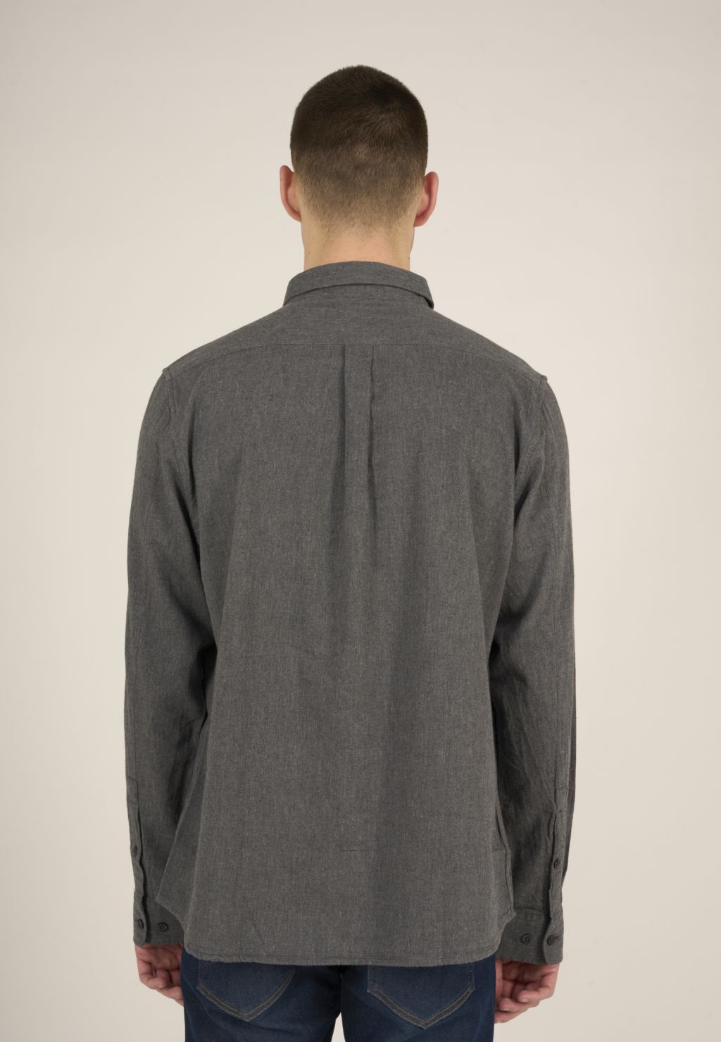 Melangé Flannel Custom Fit Shirt - Gots/Vegan dark grey melange XL