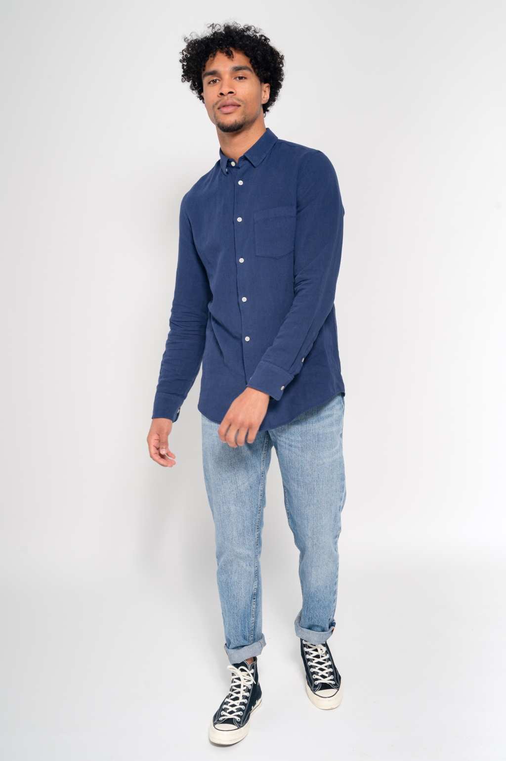 Nico Shirt Linen/Organic Cotton Royal Blue S