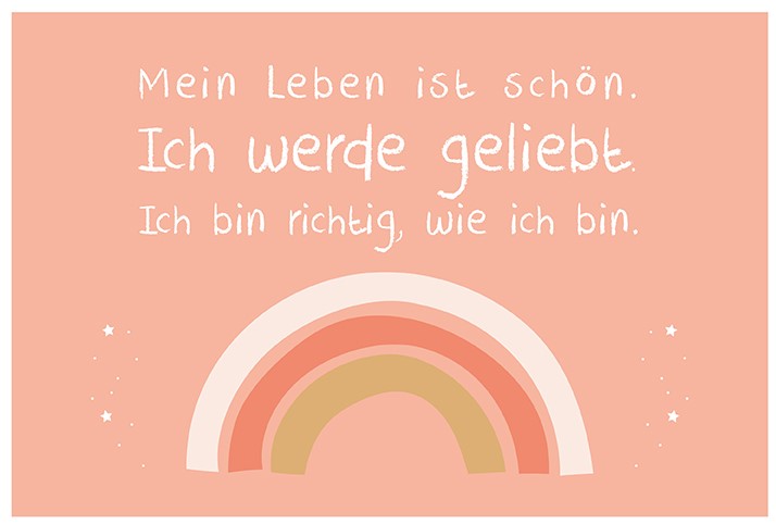 Postkarte Regenbogen pfirsichrosa