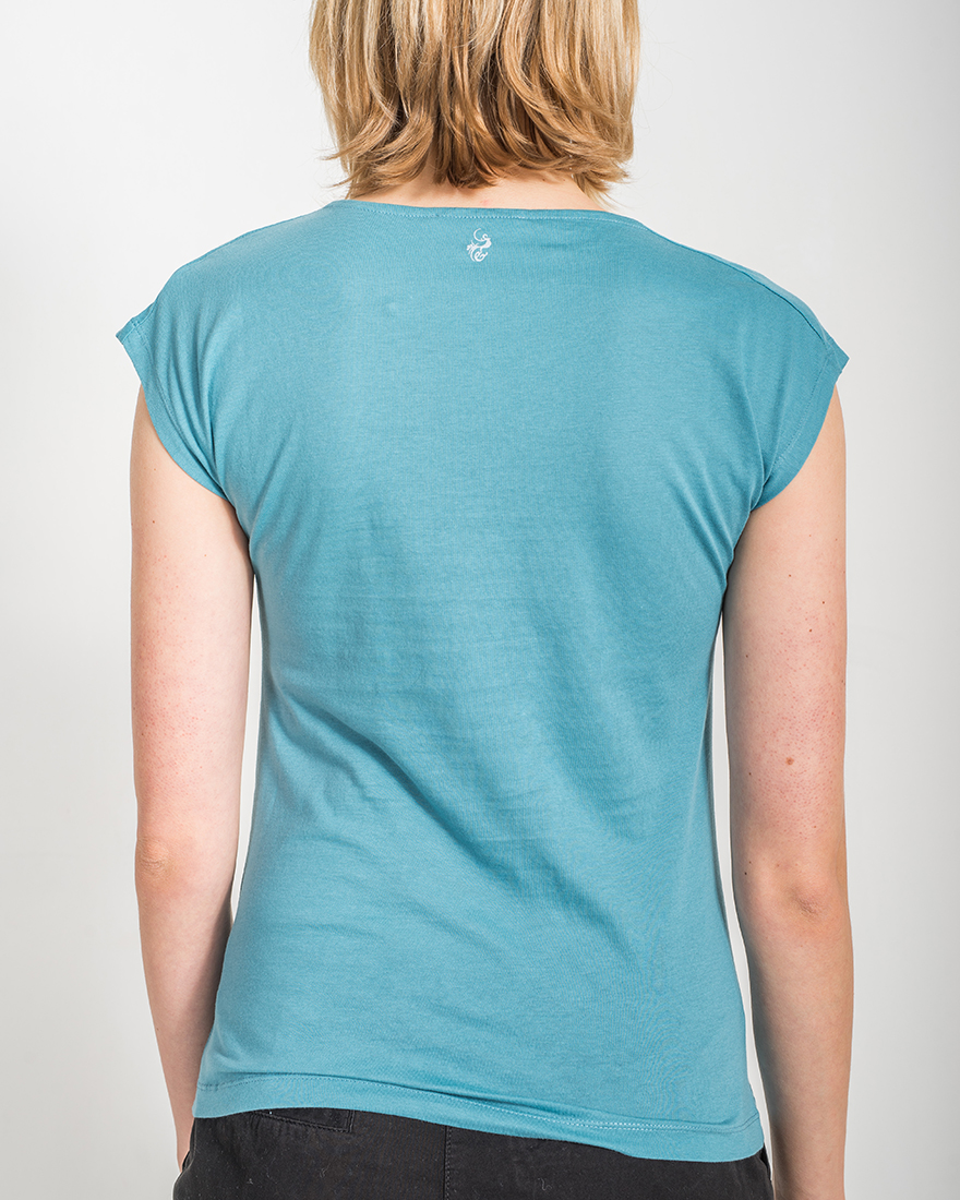 Short Cascade - Shirt mit Wasserfall-Ausschnitt -  türkis XS